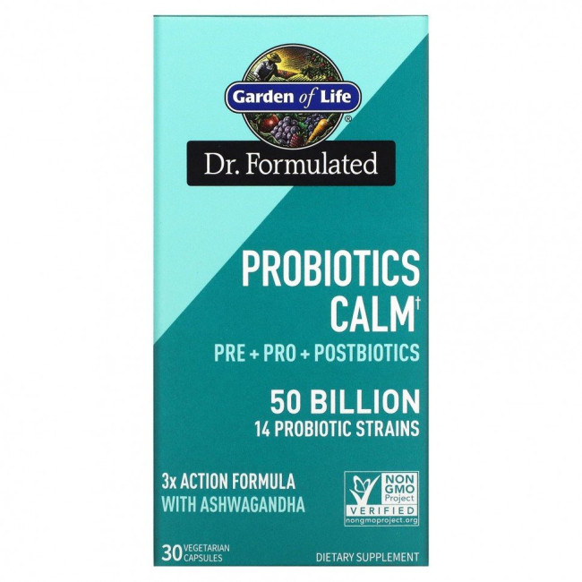 Garden of Life, Probiotics Calm, 50 млрд, 30 вегетарианских капсул