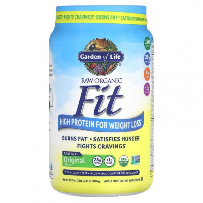Garden of Life, RAW Organic Fit, высокое содержание протеина для снижения веса, оригинальный продукт, 890 г (31,39 унции)